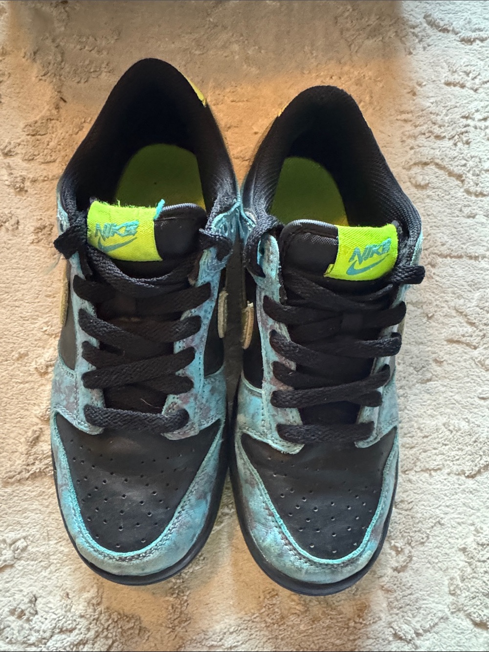 Nike Kids Low-Top Sneakers in Black, Teal, and Lime